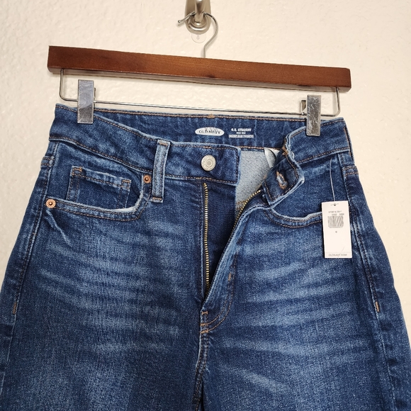 Old Navy O.G. Straight Leg High Rise Dark Wash Jean's Women's Size 0 NWT - Picture 5 of 7